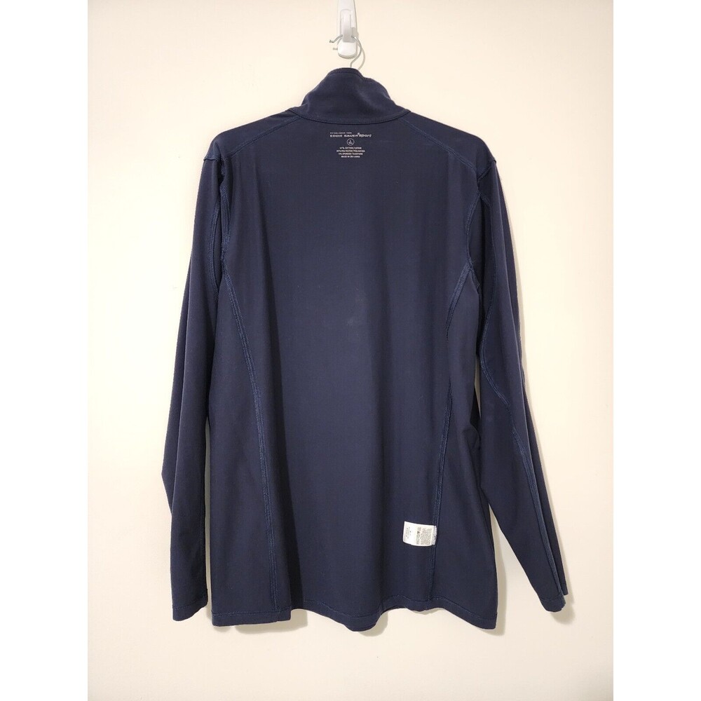 Eddie Bauer Tall Mens 1/4-Zip Mock Neck Pullover Navy Blue Cotton-Blend Size LT - Picture 5 of 10
